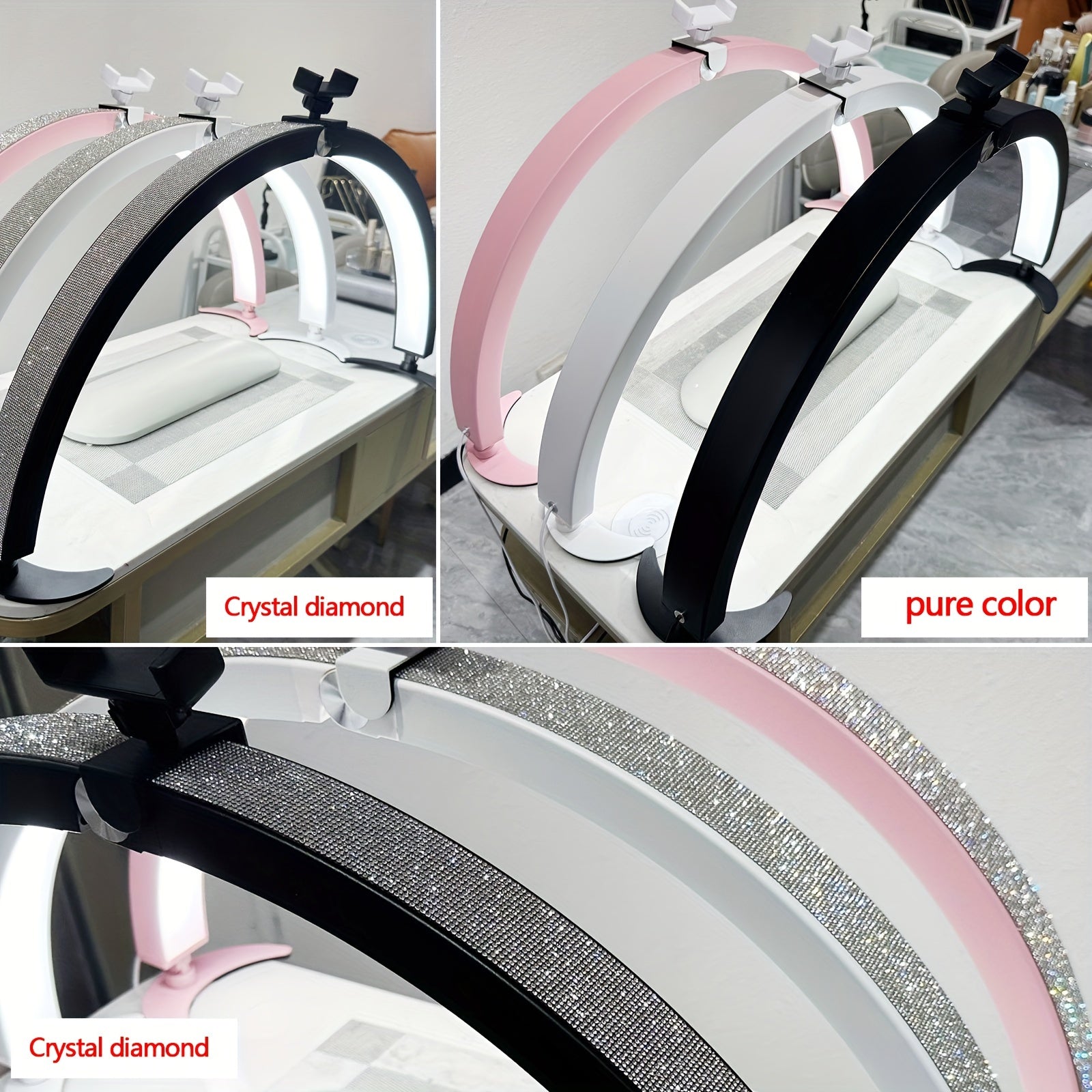 Nail Studio Set Lamp, Eyelash Lamp, Foldable Half Moon Lamp, With Remote Control And Phone Stand, 7 Colors And 10 Brightness Can Be Adjusted For Salon Nail/tattoo/eyebrow Tattoo/facial Beauty Lamp